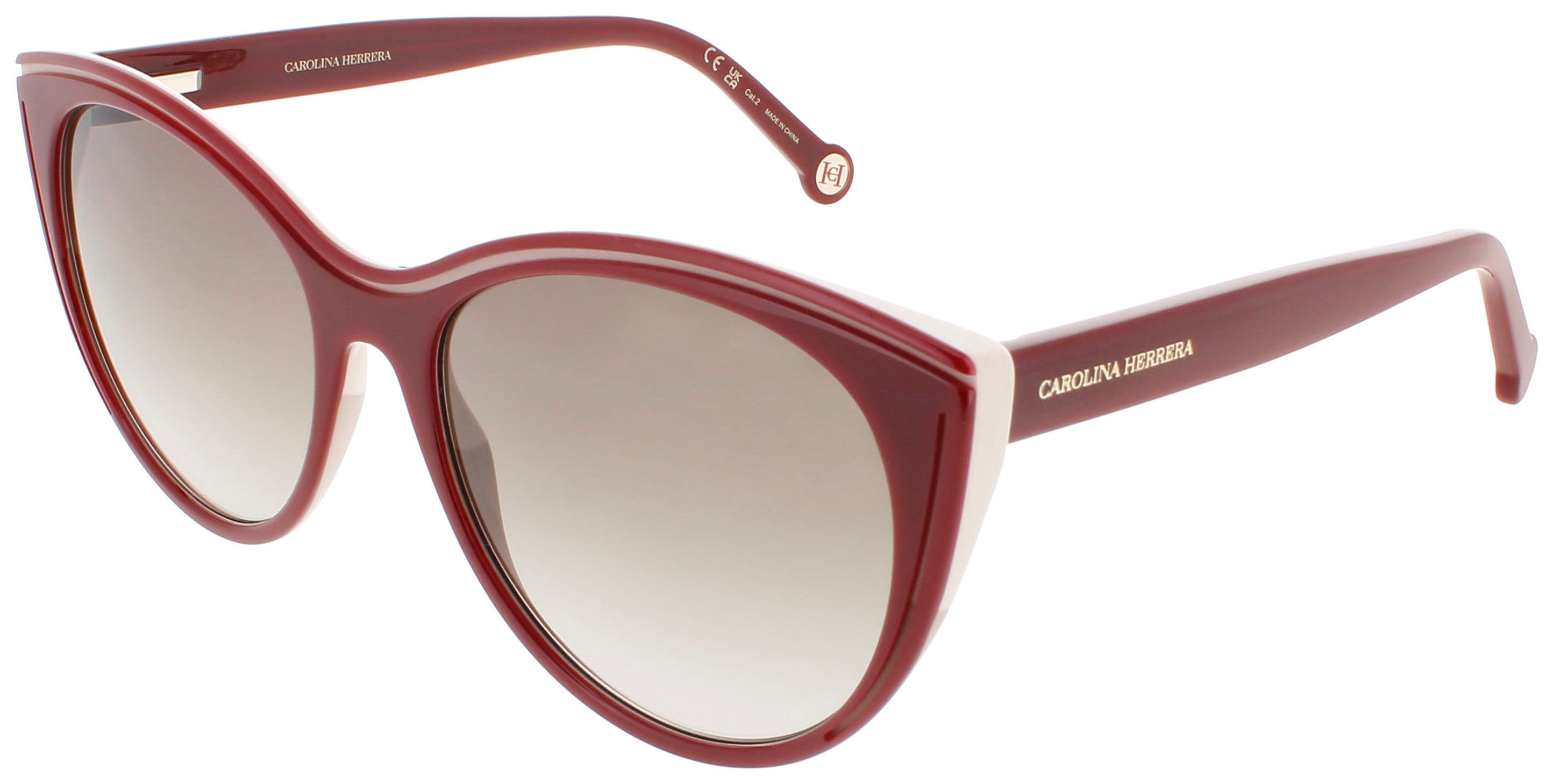 CAROLINA HERRERA CH-HER-0142/S-0R9S/HA 0R9S Sunglasses BURGUNDY BEIGE Frame BROWN GRADIENT Lenses 56 Mm