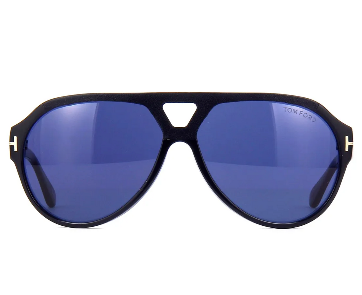 TOM FORD FT0778 90V Sunglasses Shiny Black Frame Blue Lenses 60 mm