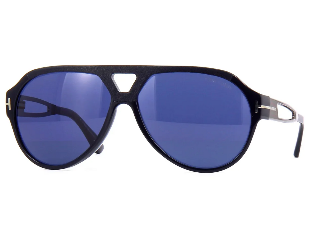 TOM FORD FT0778 90V Sunglasses Shiny Black Frame Blue Lenses 60 mm