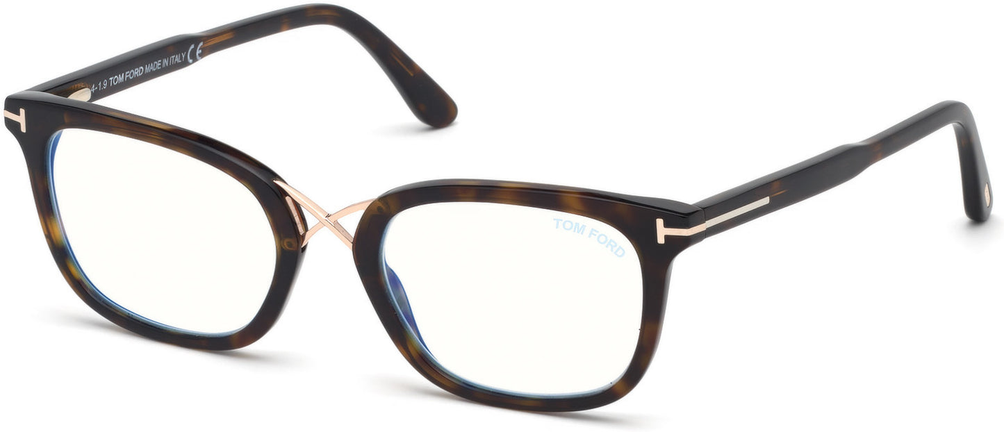 TOM FORD FT5637-B 052 Eyeglasses Shiny Classic Dark Havana Frame 52 mm