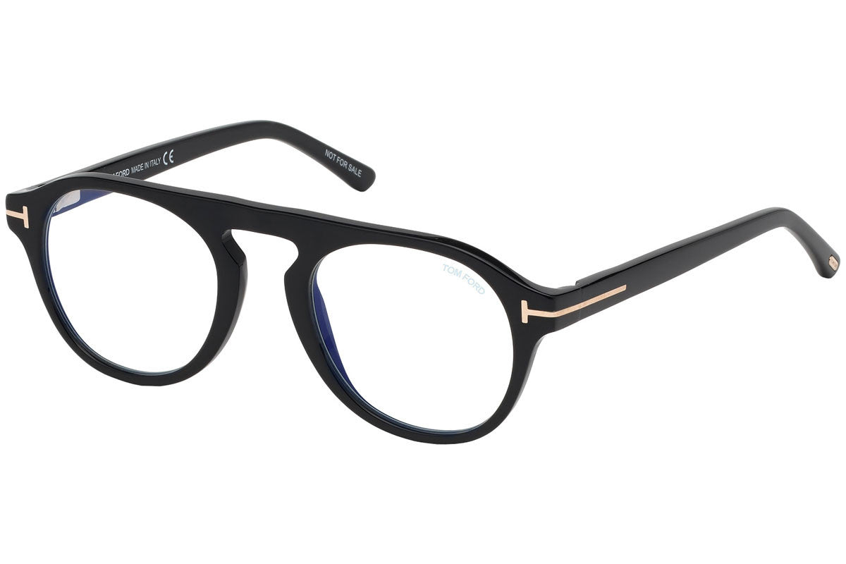 TOM FORD FT5533-B 01V Eyeglasses Black Frame 49 mm with Sun Clip On